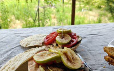 Puccia veg-friendly con verdure grigliate, fichi e miele di sulla